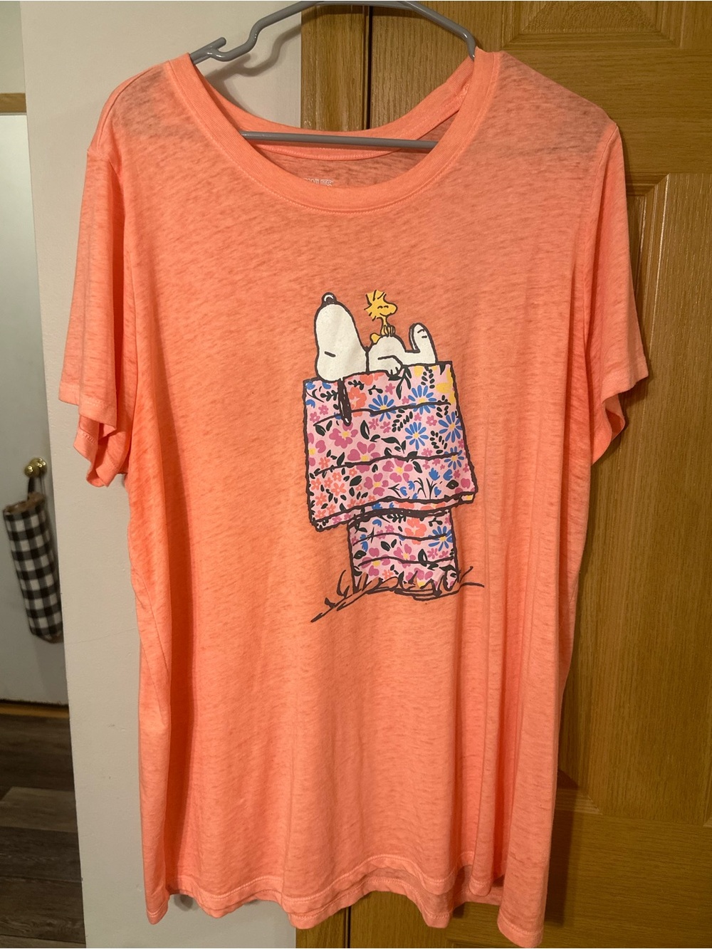 Lane Bryant Coral Snoopy & Woodstock Floral Doghouse Graphic Tee